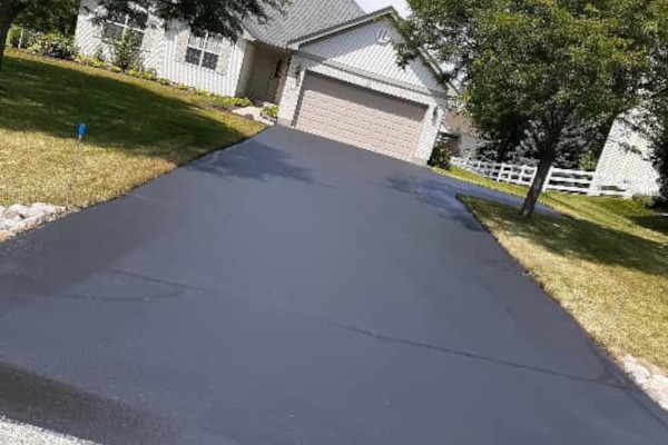 Recently sealed residential driveway