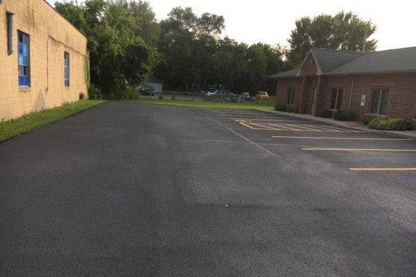Finished parking lot sealcoating project